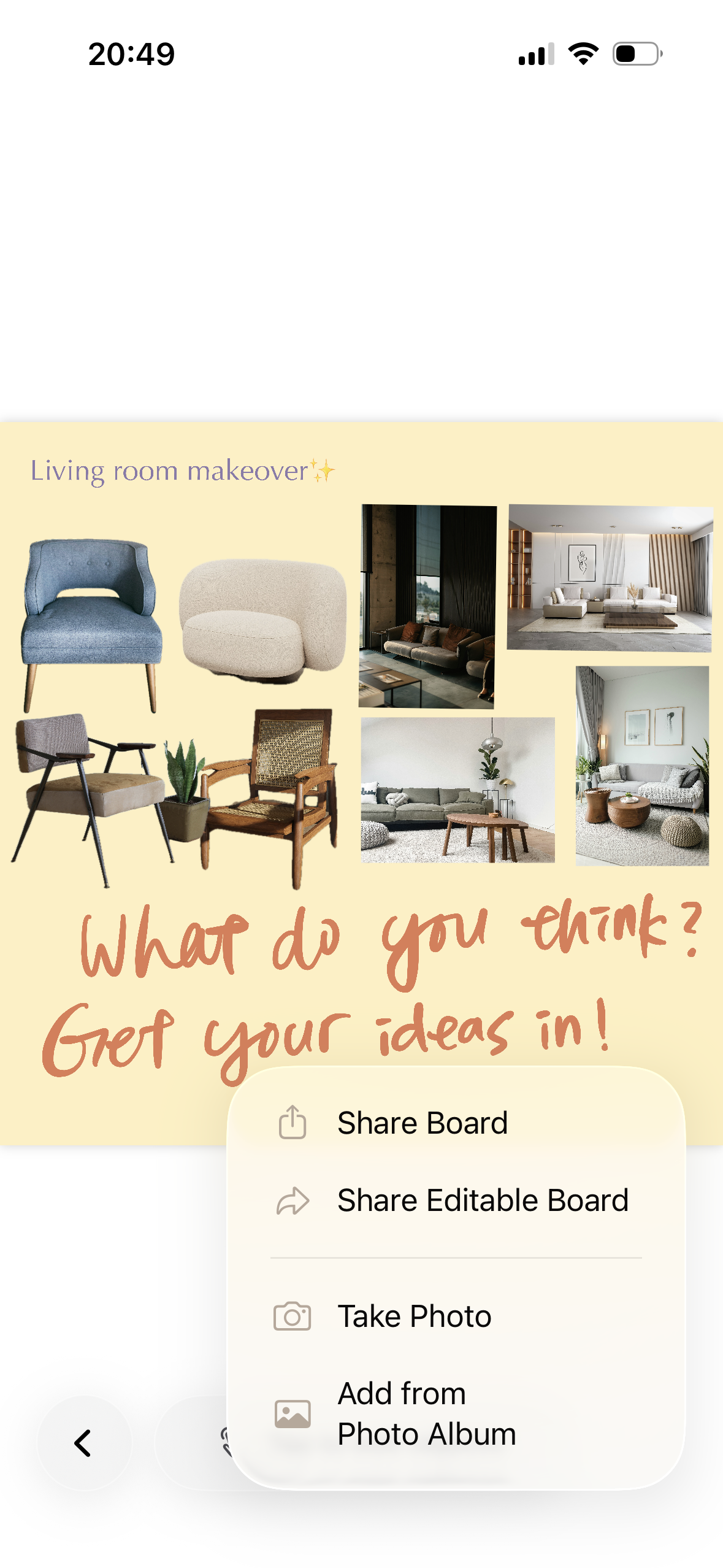 Living room makeover board